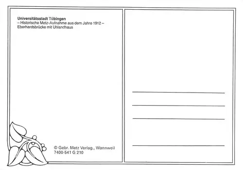 Tübingen Brücke Uhlandhaus Historische Aufnahme aus 1912 ngl 170.364