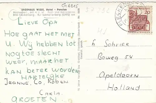 Fleckenberg, Hochsauerland, Hotel Jagdhaus Wiese glum 1970? G6215