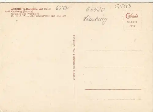 Camberg/Taunus Autobahnraststätte und Hotel, Mehrbildkarte ngl G5443