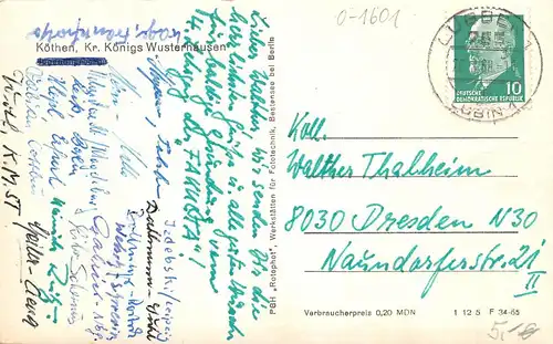 Köthen Kreis Königs Wusterhausen Teilansicht gl1968 168.560