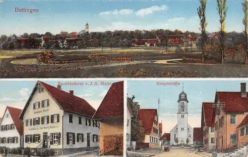 Dettingen Buchbinderei Hauptstraße Panorama gl1941 170.618