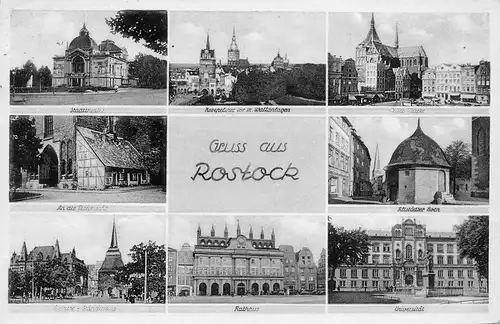 Rostock Teilansichten Mehrbildkarte gl1938 170.177