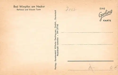 Bad Wimpfen Rathaus und blauer Turm ngl 170.654