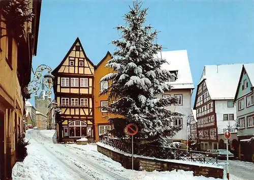 Bad Wimpfen Salzgasse mit blauem Turm im Schnee ngl 170.372