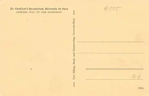 Gernrode (Harz) Dr. Facklams Sanatorium ngl 172.431