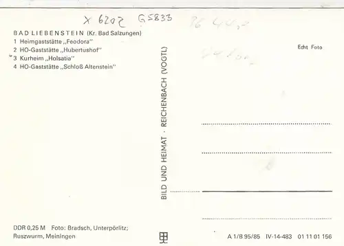 Bad Liebenstein, Thür.Wald, Gaststätten, Mehrbildkarte ngl G5833