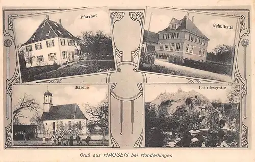 Hausen bei Munderkingen Pfarrhof Schulhaus Kirche Grotte ngl 170.620
