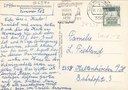 Bad Wildungen-Reinhardshausen, Sanatorium Hartenstein gl1971 G5971