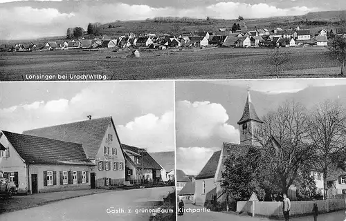 Lonsingen bei Urach Gasthaus zum grünen Baum Kirche ngl 170.612