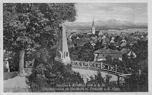 Saulgau Schillerdenkmal Panorama gl1942 170.940