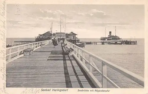 Ostseebad Heringsdorf Seebrücke mit Rügendampfer gl1928 169.558