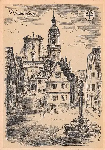 Neckarsulm von Ludwig Schäfer-Grohe Stadtpartie ngl 170.235