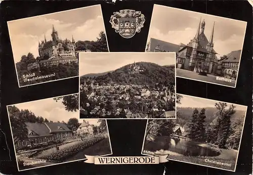 Wernigerode Schloss Rathaus Storchmühle Panorama gl1958 171.693
