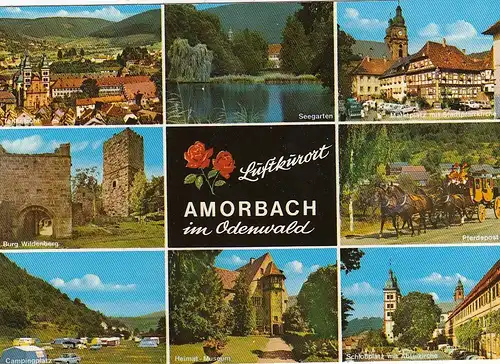 Amorbach im Odenwald, Mehrbildkarte, Postkutsche gl1983 G6360