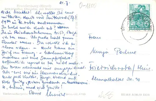 Brandenburg (Havel) Ehrenmal mit Steintorturm gl1960 168.772