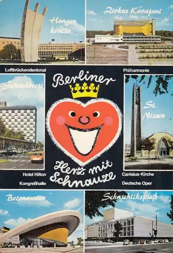 Berlin, Herz mit Schnauze, Mehrbildkarte glum 1970? G6578