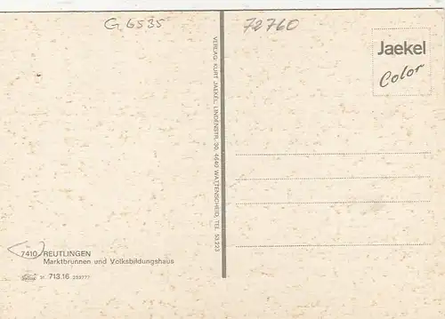 Reutlingen, Marktbrunnen und Volksbildungshaus ngl G6535