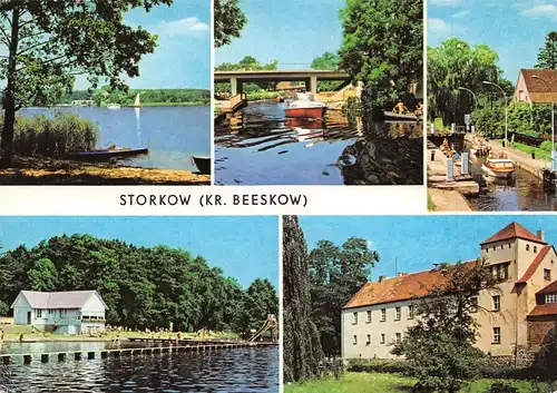 Storkow (Kreis Beeskow) See Kanal Schleuse Strandbad Burg gl1977 172.002