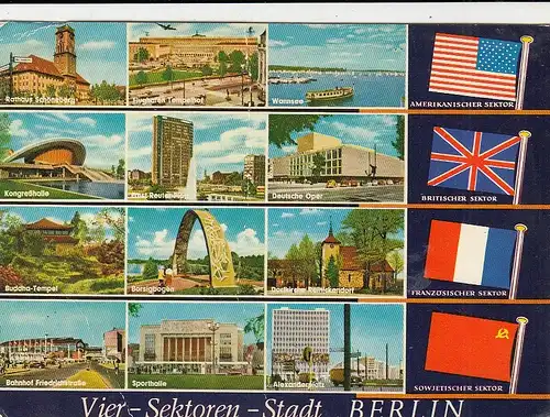 Berlin, Vier-Sektorenstadt, Mehrbildkarte glum 1970? G6597