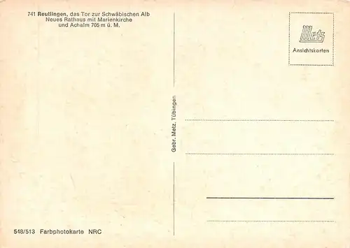 Reutlingen Neues Rathaus mit Marienkirche und Achalm ngl 170.529