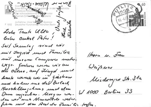 Güstrow Der Schwebende in der Kirche gl1982 171.569