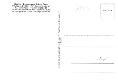 Dapfen/Schwäbische Alb Gasthof zum Grünen Baum ngl 170.730