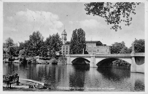 Fürstenwalde (Spree) Spreebrücke mit Hafen feldpgl1942 167.973