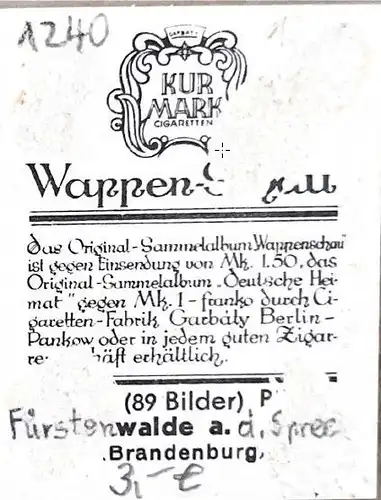 Fürstenwalde (Spree) Wappenschau Kleine Marke ngl 167.985