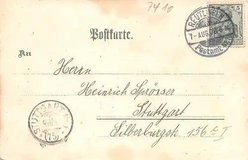 Reutlingen Litho Kapelle Straßenpartie Panorama gl1908 170.824