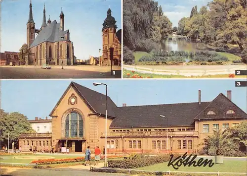Köthen Marktplatz Kirche Rathaus Teich Bahnhof gl1968 172.450