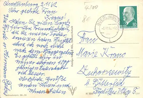 Quedlinburg Mühlenstraße und Dom gl1962 172.453