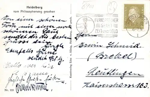 Heidelberg vom Philosophenweg aus gesehen gl1932 171.072