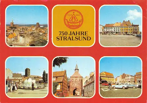 Stralsund Alter Markt Kütertor Wasserspiele Kirche gl1985 172.223