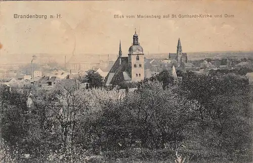 Brandenburg (Havel) St. Gotthardt und Dom vom Marienberg feldpgl1915 168.902