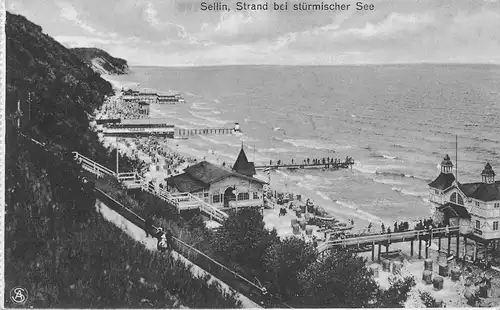 Sellin auf Rügen Strand bei stürmischer See ngl 169.824