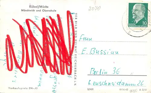 Röbel/Müritz Mönchteich und Oberschule glca.1965 169.120