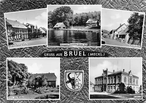 Brüel Rathaus Straßenpartien Gaststätte Roter See gl1961 171.570