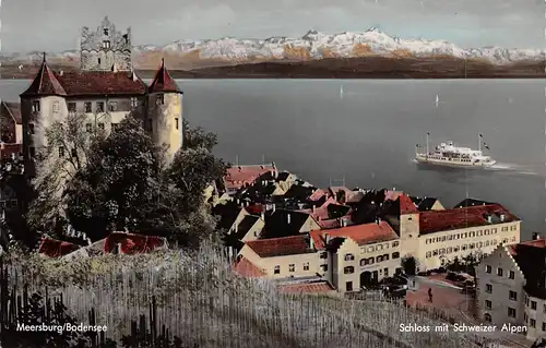 Meersburg/Bodensee Schloss mit Alpen ngl 170.986