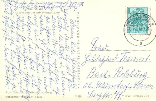 Salzwedel Alte Burgmauer mit Hungerturm gl1961 171.657