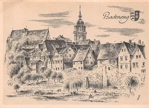 Backnang von Ludwig Schäfer-Grohe Stadtansicht ngl 170.260