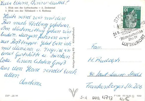 Stolberg/Harz Zechental Rathaus Panorama gl1968 171.880