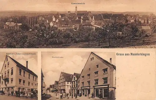 Munderkingen a.D. Gasthof zum Adler Marktstraße Panorama gl1930 170.820