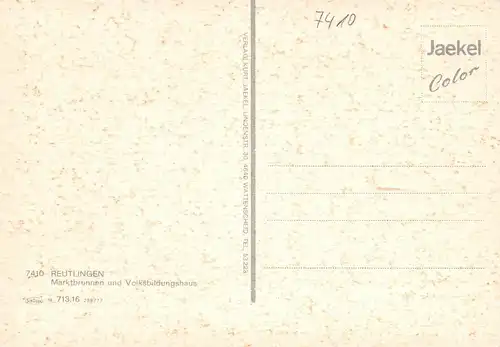 Reutlingen Marktbrunnen und Volksbildungshaus ngl 170.860