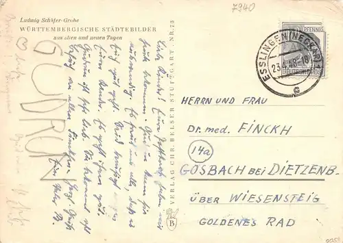 Riedlingen (Donau) von Ludwig Schäfer-Grohe Stadtpartie gl1948 170.240