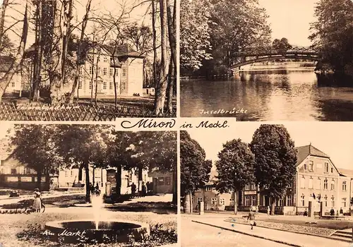 Mirow in Mecklenburg Marktplatz Inselbrücke Feierabendheim glca.1970 172.138