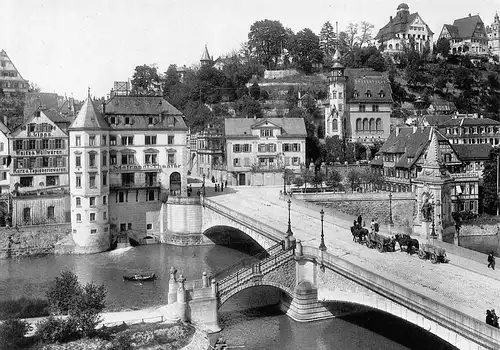 Tübingen Brücke Uhlandhaus Historische Aufnahme aus 1912 ngl 170.365