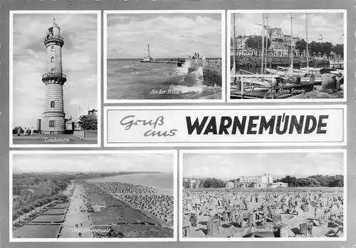 Rostock-Warnemünde Strand Mole Leuchtturm Alter Strom gl1961 171.539