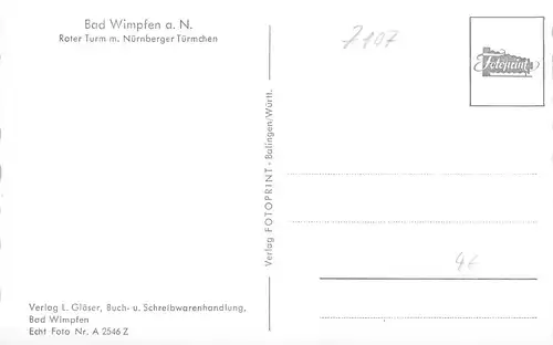 Bad Wimpfen Roter Turm mit Nürnberger Türmchen ngl 170.504