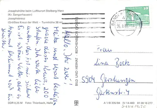 Stolberg/Harz Josephshöhe Josephskreuz gl1985 171.881