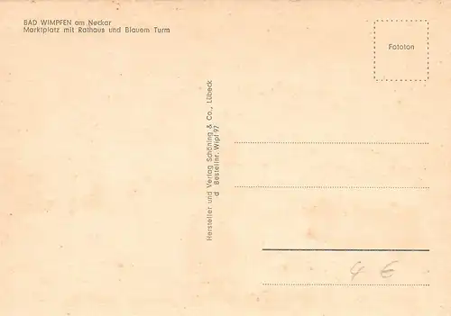 Bad Wimpfen Marktplatz Rathaus Blauer Turm ngl 170.666
